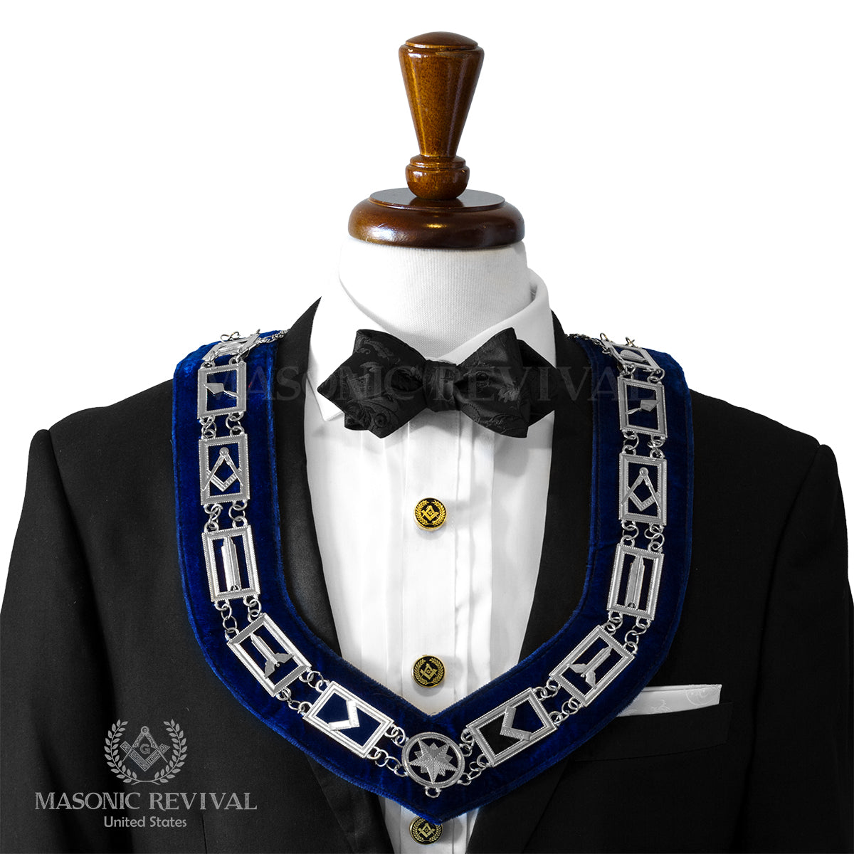 Blue Lodge Officer Velvet Chain Collar (Blue)