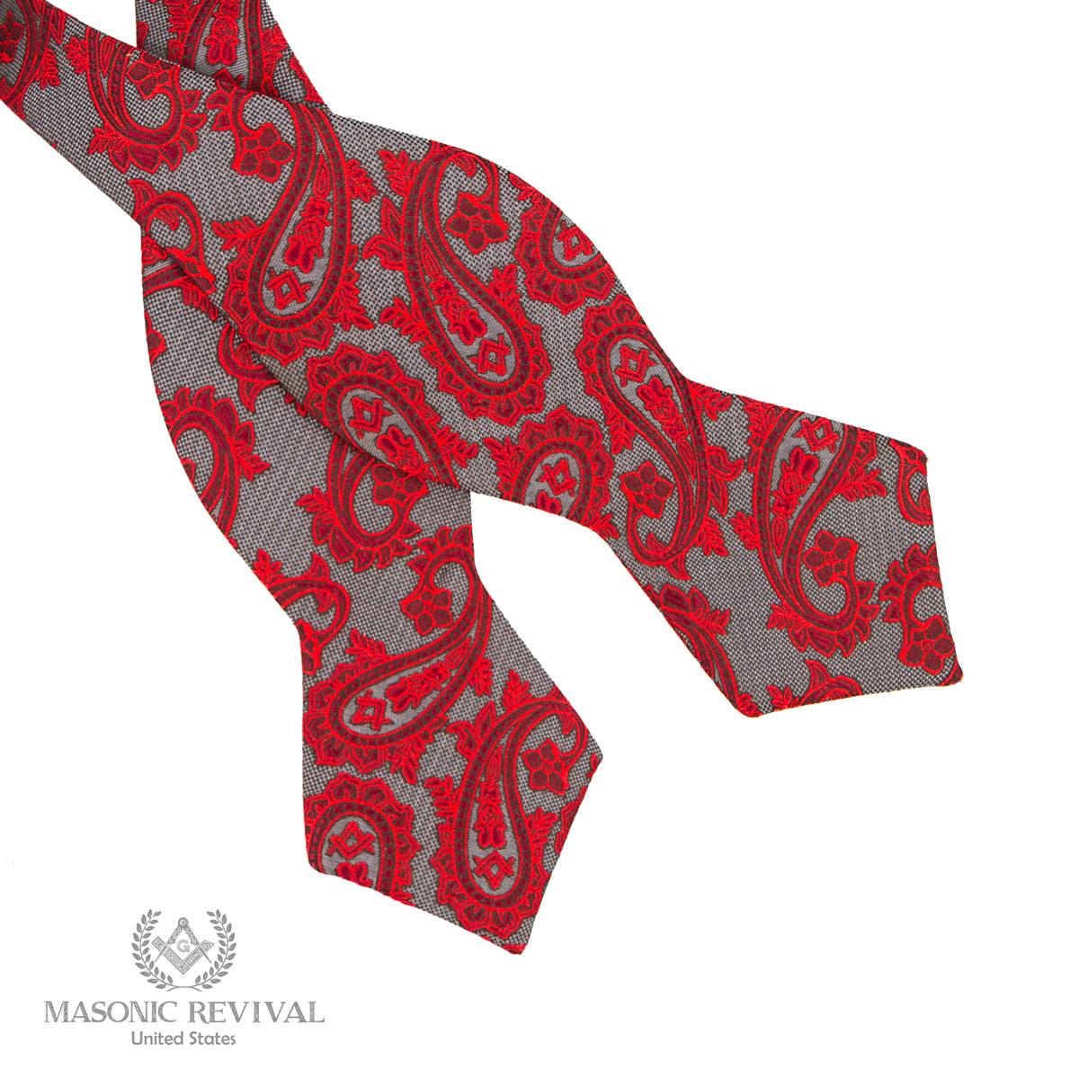 Gris Paisley Bow Tie (Diamond) — alternate view 2 — Masonic Revival
