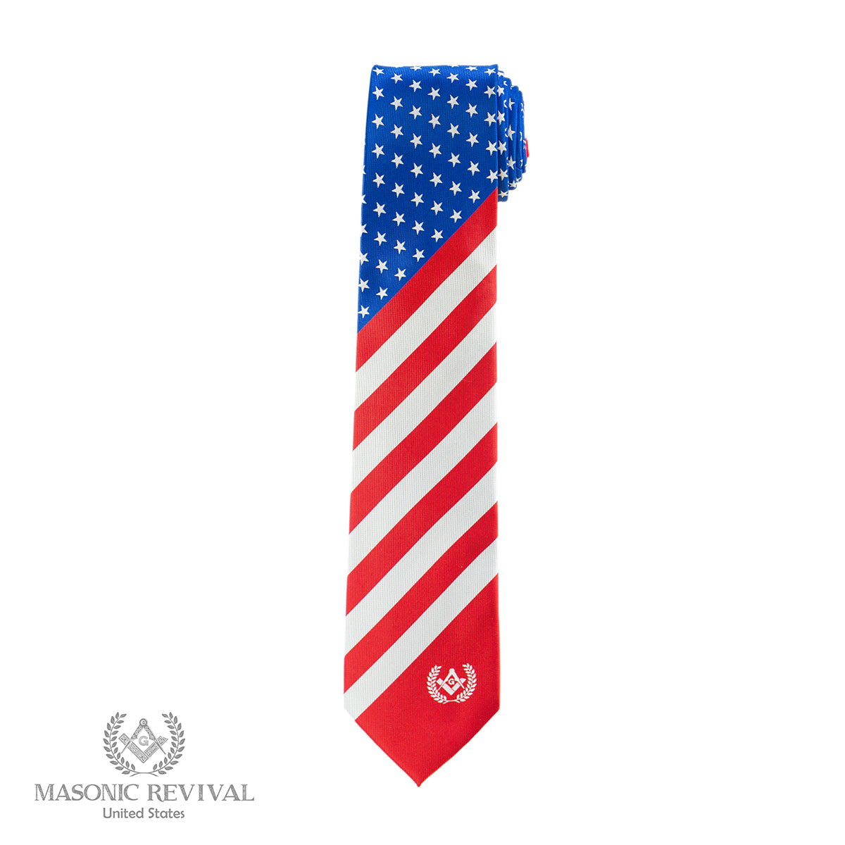 blue The American Necktie Masonic necktie detail view