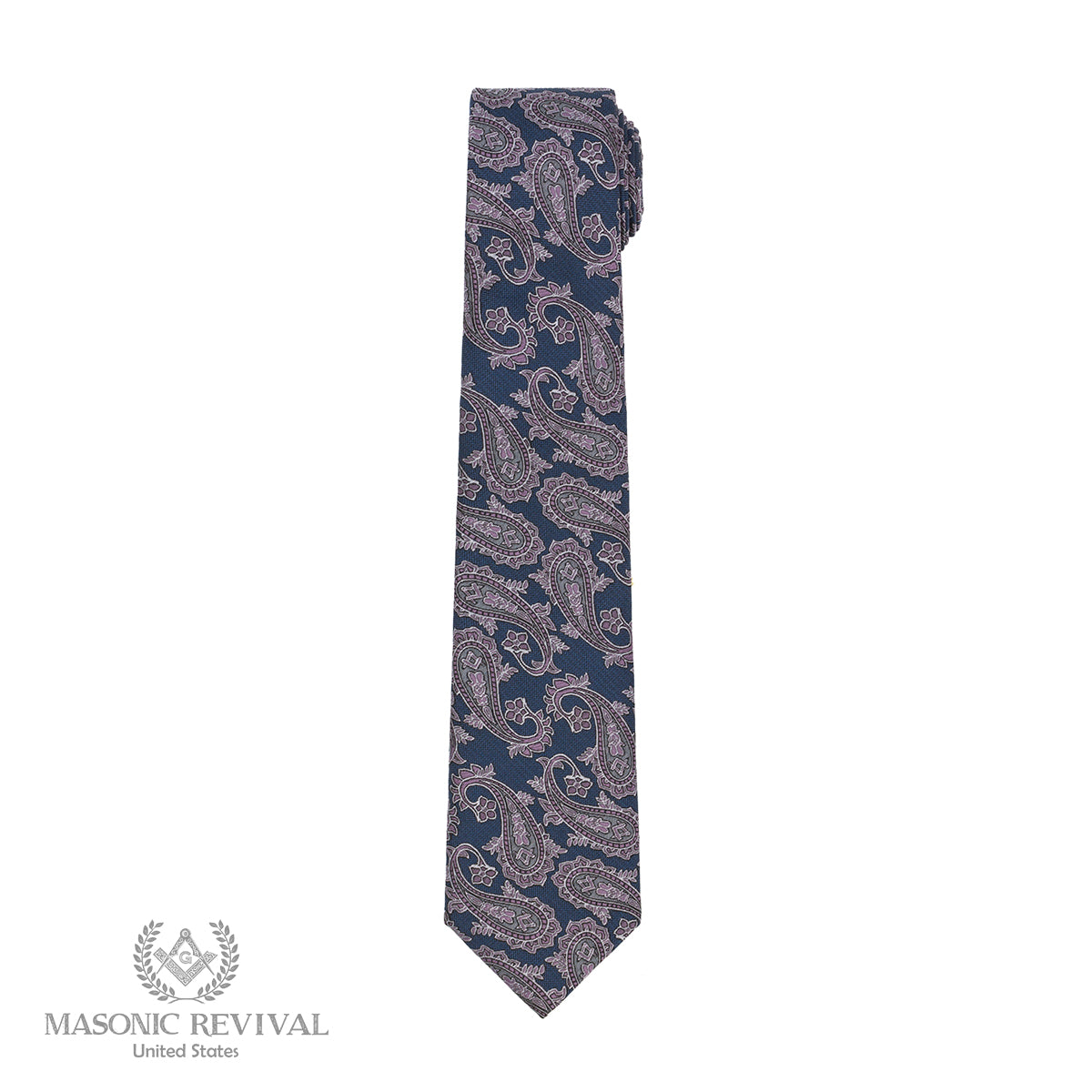 Azul Paisley Necktie — alternate view 2 — Masonic Revival