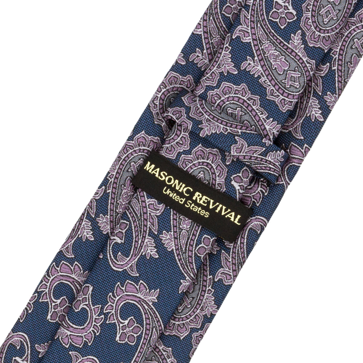 Azul Paisley Necktie — alternate view 3 — Masonic Revival