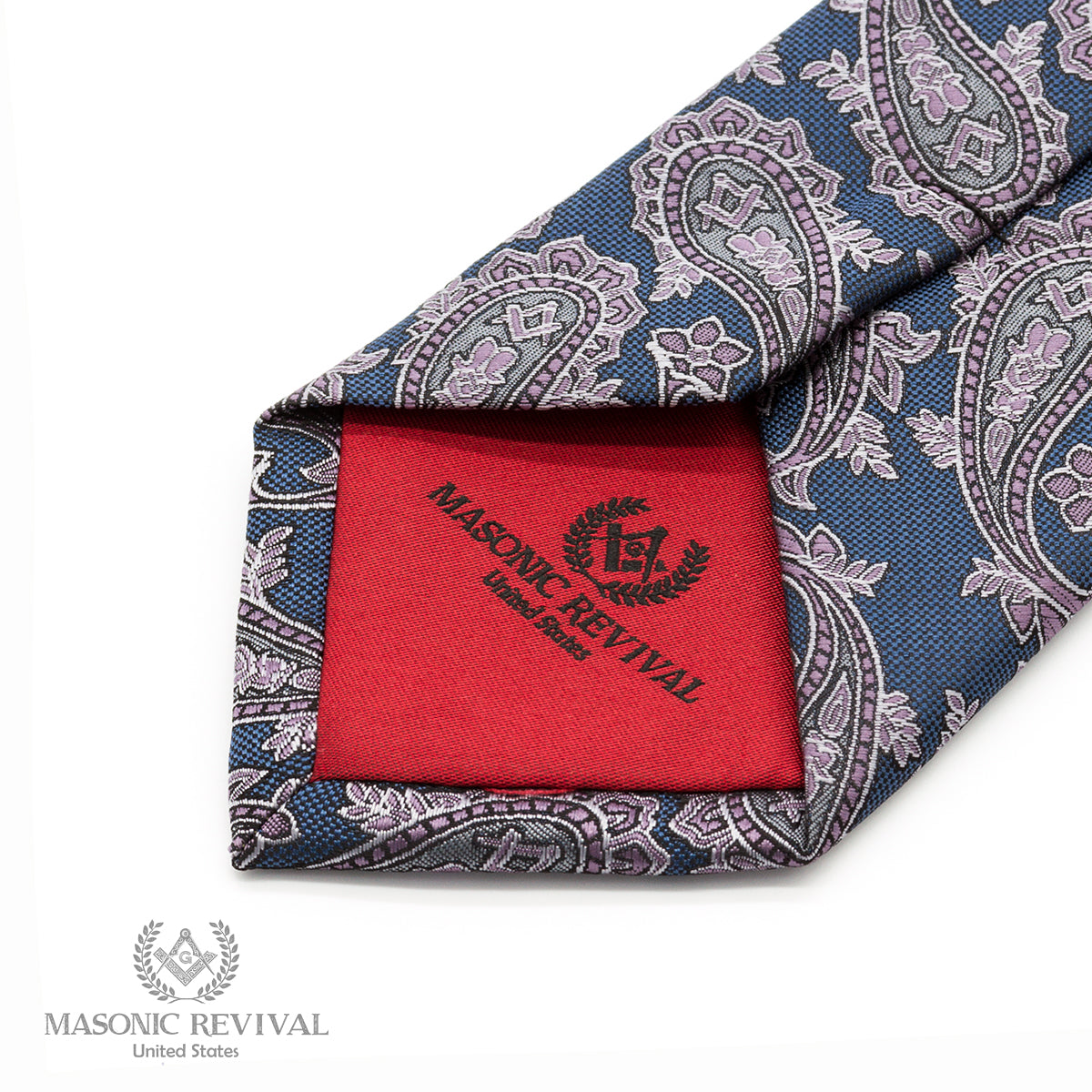 Azul Paisley Necktie — alternate view 4 — Masonic Revival