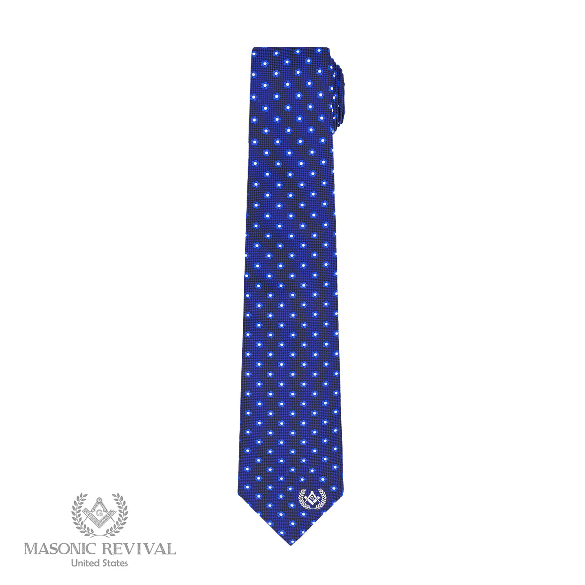 Forget Me Not Necktie (Blue) — alternate view 2 — Masonic Revival