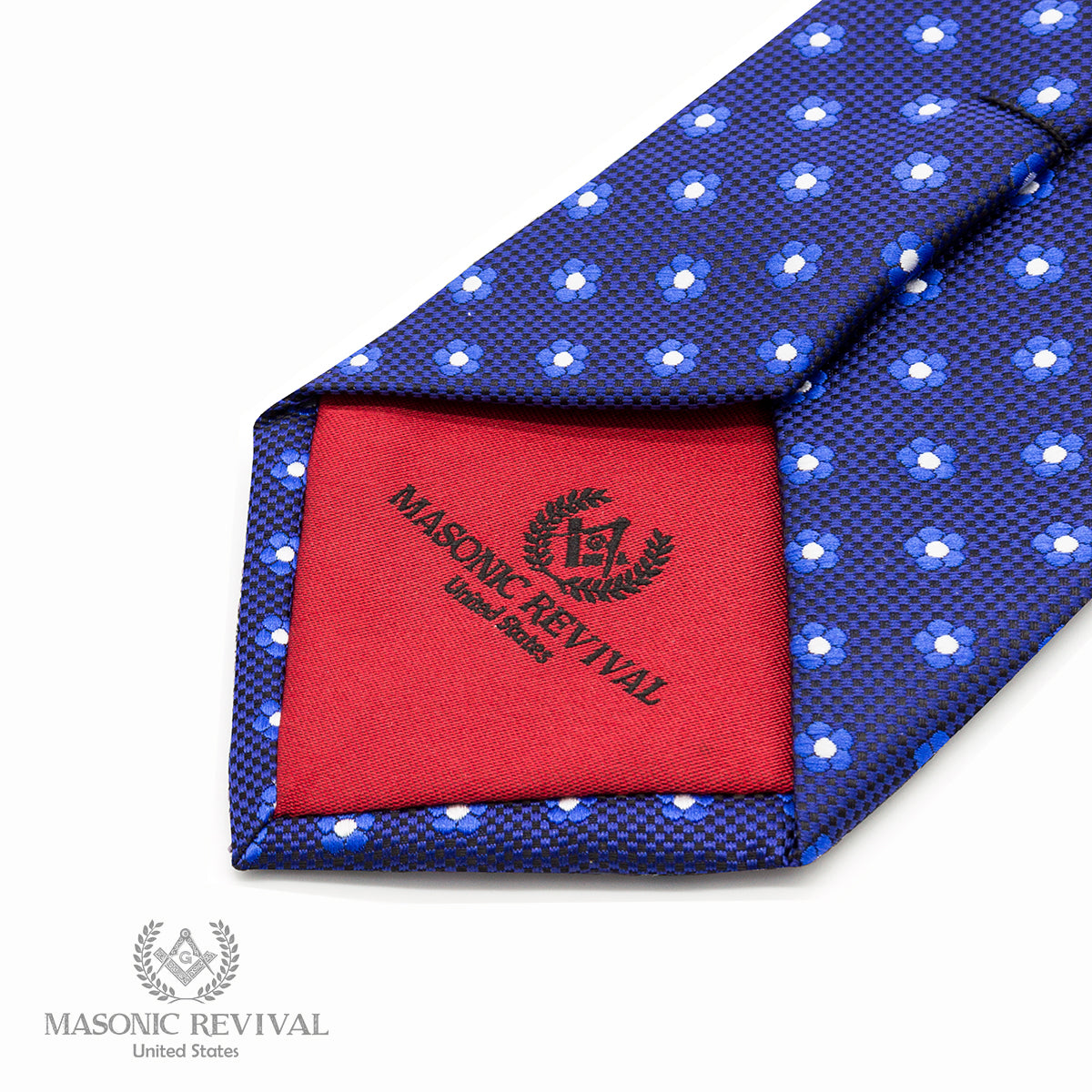 Forget Me Not Necktie (Blue) — alternate view 4 — Masonic Revival