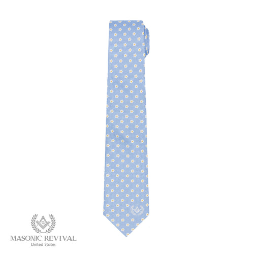 Forget Me Not Necktie (Light Blue) — alternate view 2 — Masonic Revival