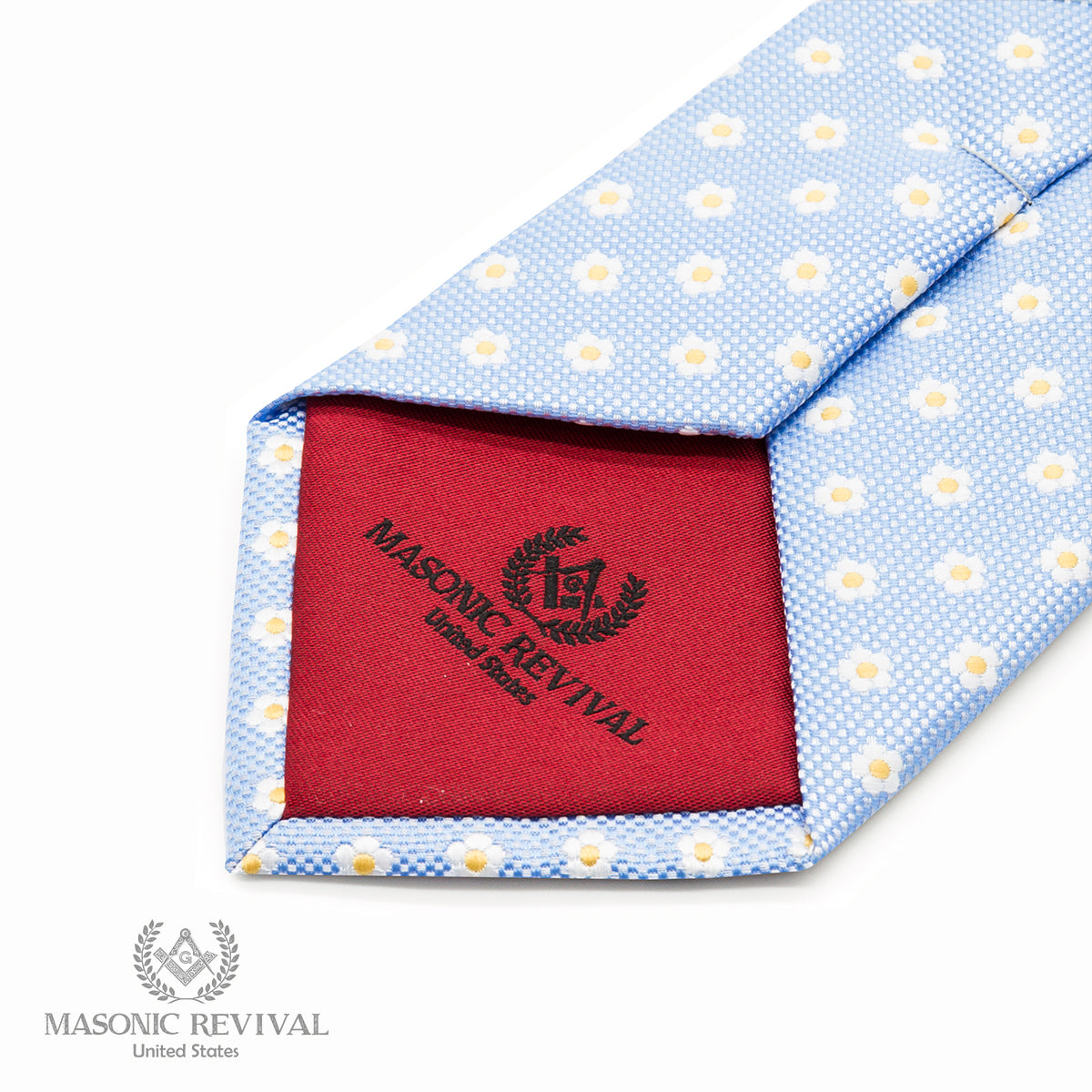 Forget Me Not Necktie (Light Blue) — alternate view 4 — Masonic Revival
