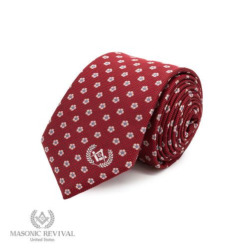 Forget Me Not Necktie (Red) — alternate view 2 — Masonic Revival