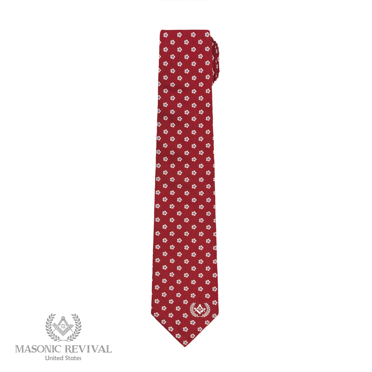 Forget Me Not Necktie (Red) — alternate view 3 — Masonic Revival