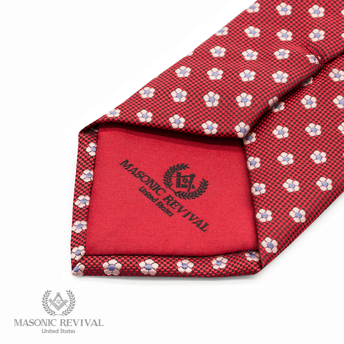 Forget Me Not Necktie (Red) — alternate view 5 — Masonic Revival