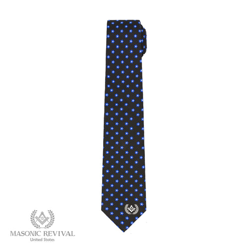Forget Me Not Necktie (Black) — alternate view 2 — Masonic Revival