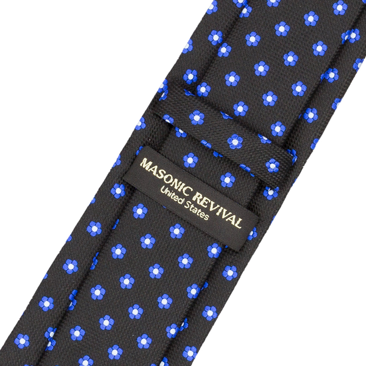 Forget Me Not Necktie (Black) — alternate view 3 — Masonic Revival