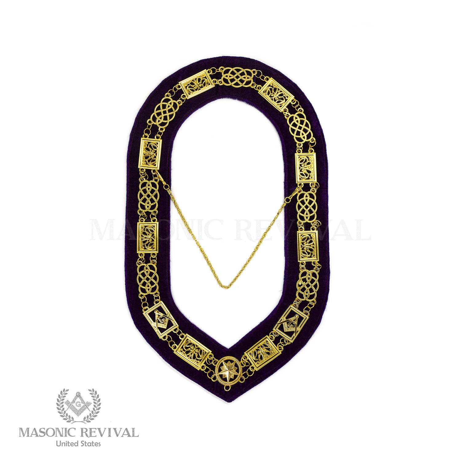 Grand Lodge Officer Velvet Chain Collar (Purple)