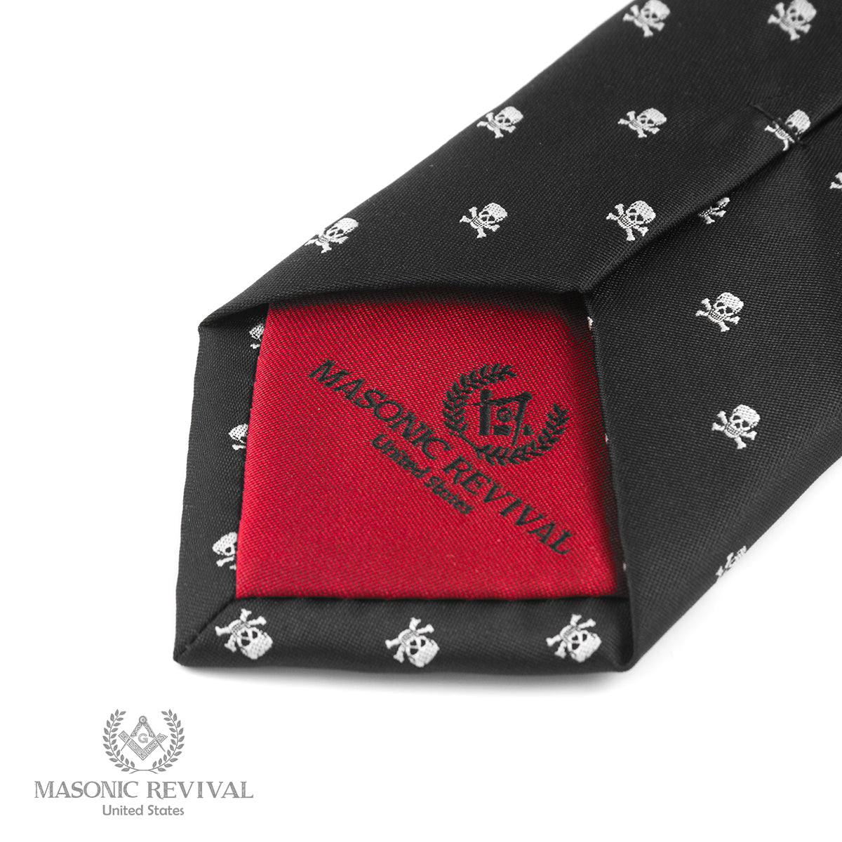 black Memento Mori Necktie Masonic necktie additional view 4