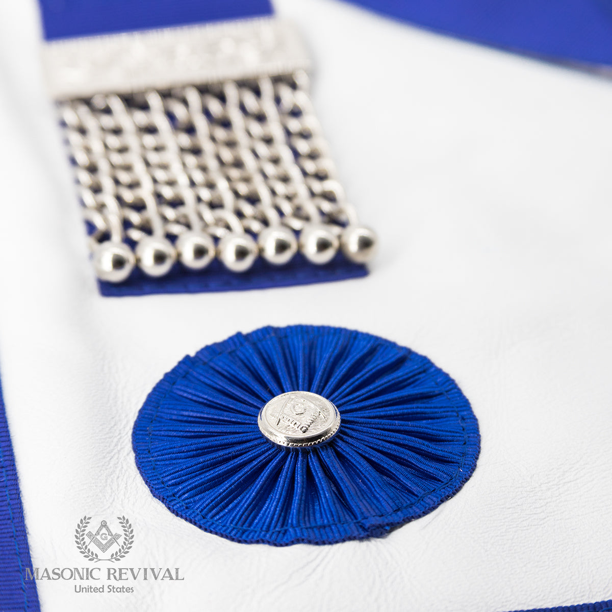 Master Mason Apron (Blue Rosettes)