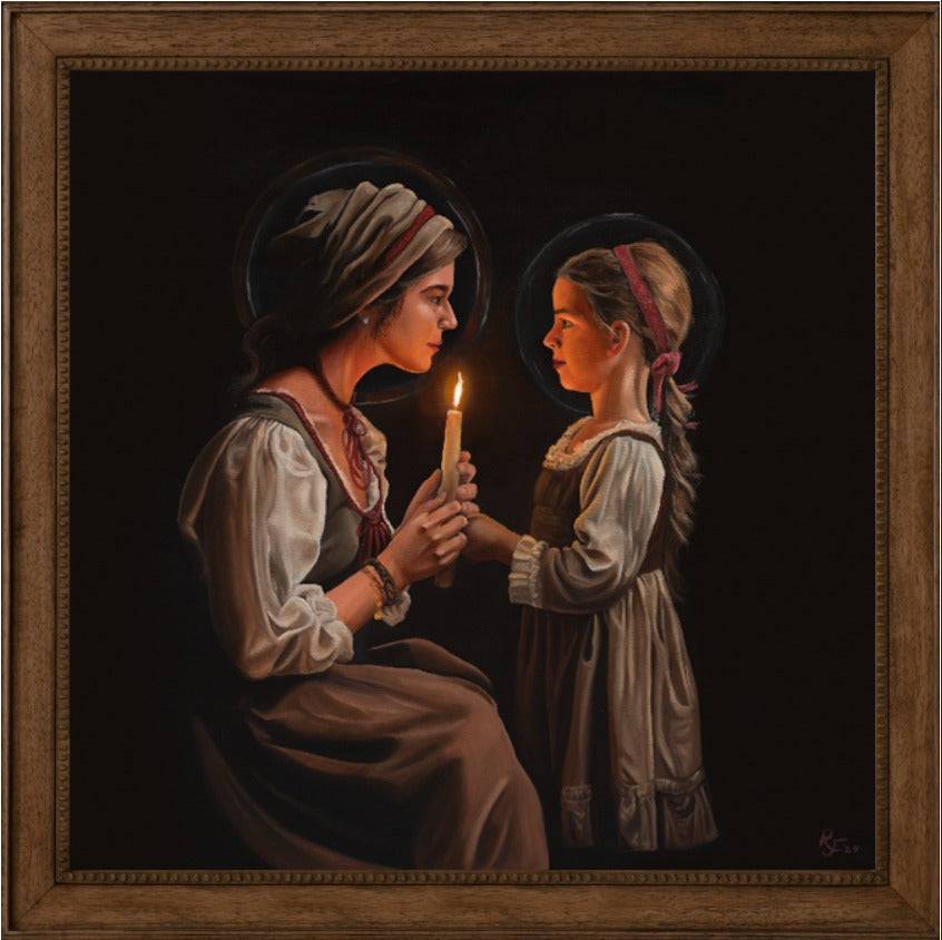 "Faith, Hope, and Charity" (Oil on Canvas, 2025) — alternate view 2 — Masonic Revival