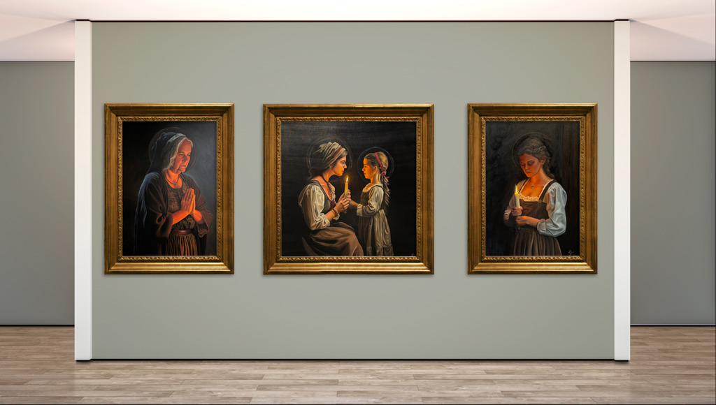 "Faith, Hope, and Charity" (Oil on Canvas, 2025)
