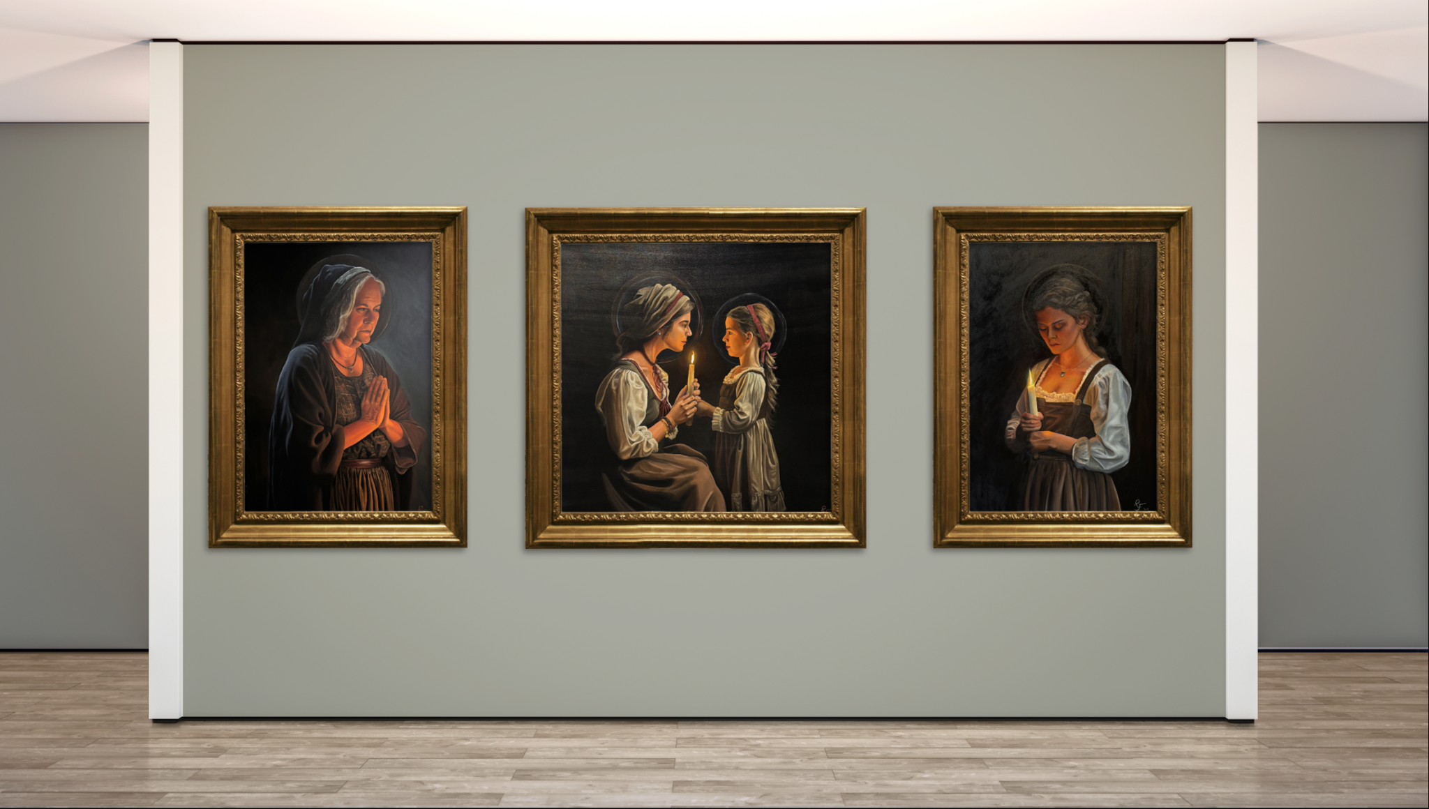 "Faith, Hope, and Charity" (Oil on Canvas, 2025)