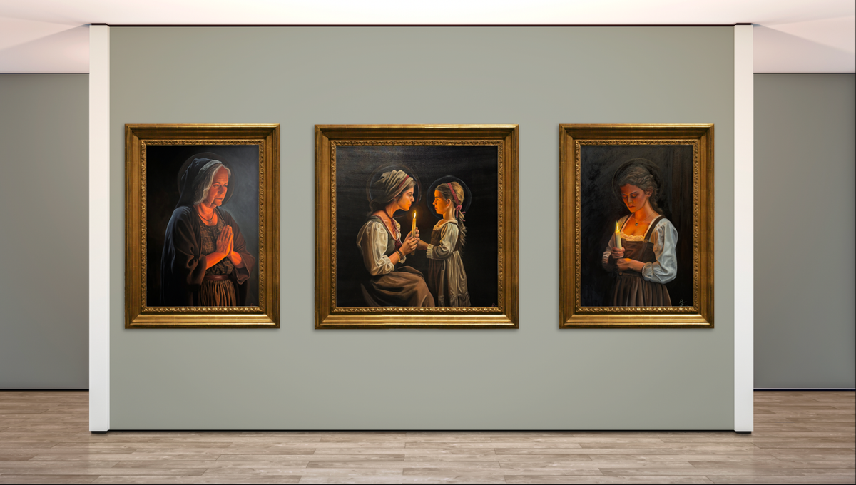 "Faith, Hope, and Charity" (Oil on Canvas, 2025)