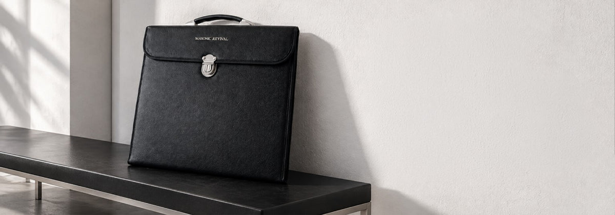 Black Deluxe Masonic Apron Case on console