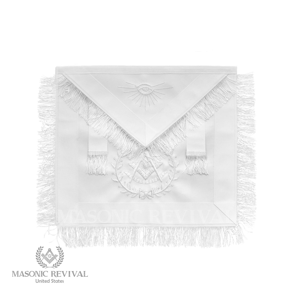 Bianco Past Master Apron (with Wreath) — Masonic Revival