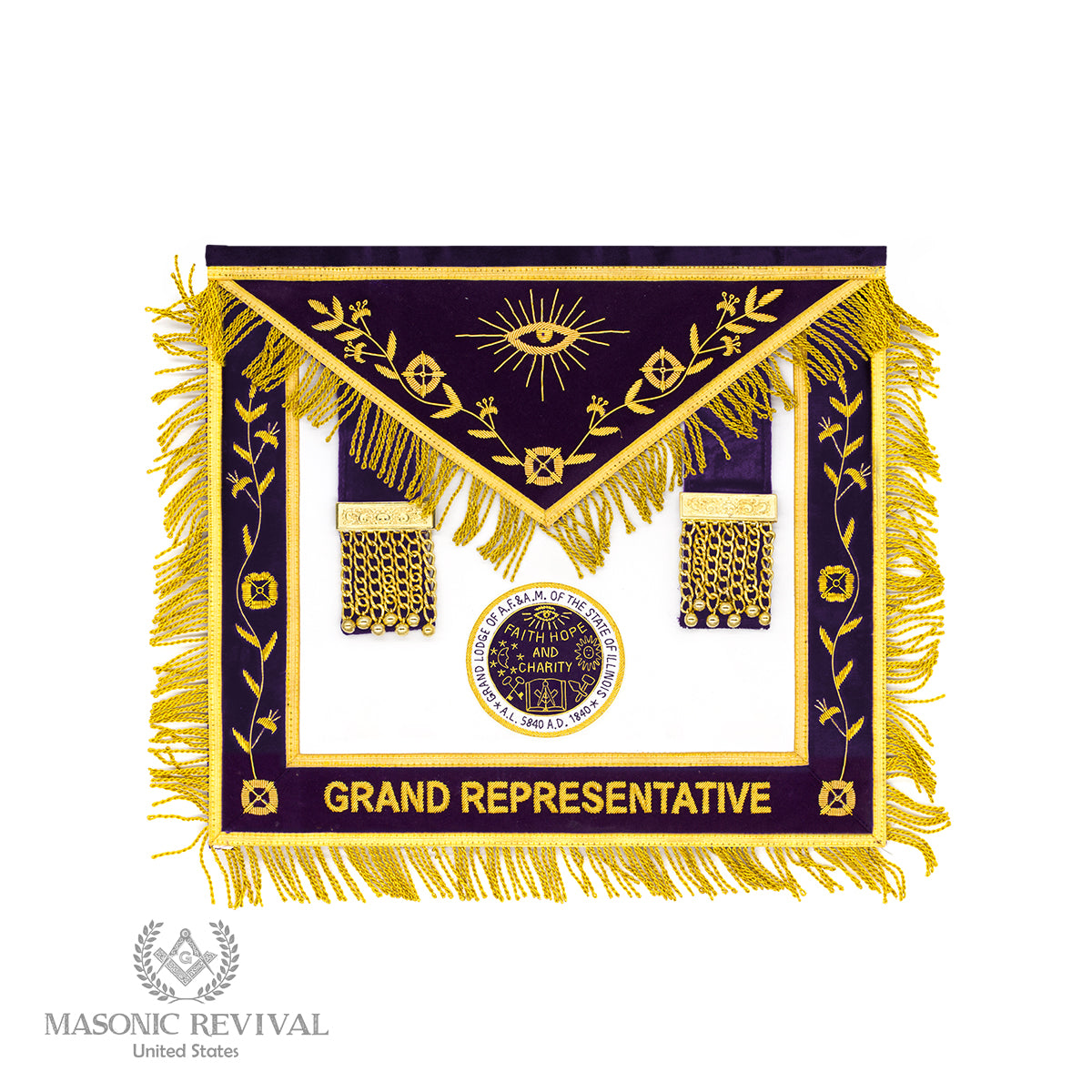 Grand Representative Apron (Illinois) — Masonic Revival