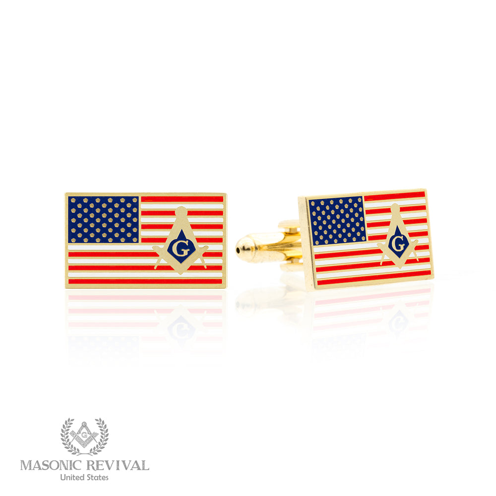 USA Flag Cufflinks // Gold