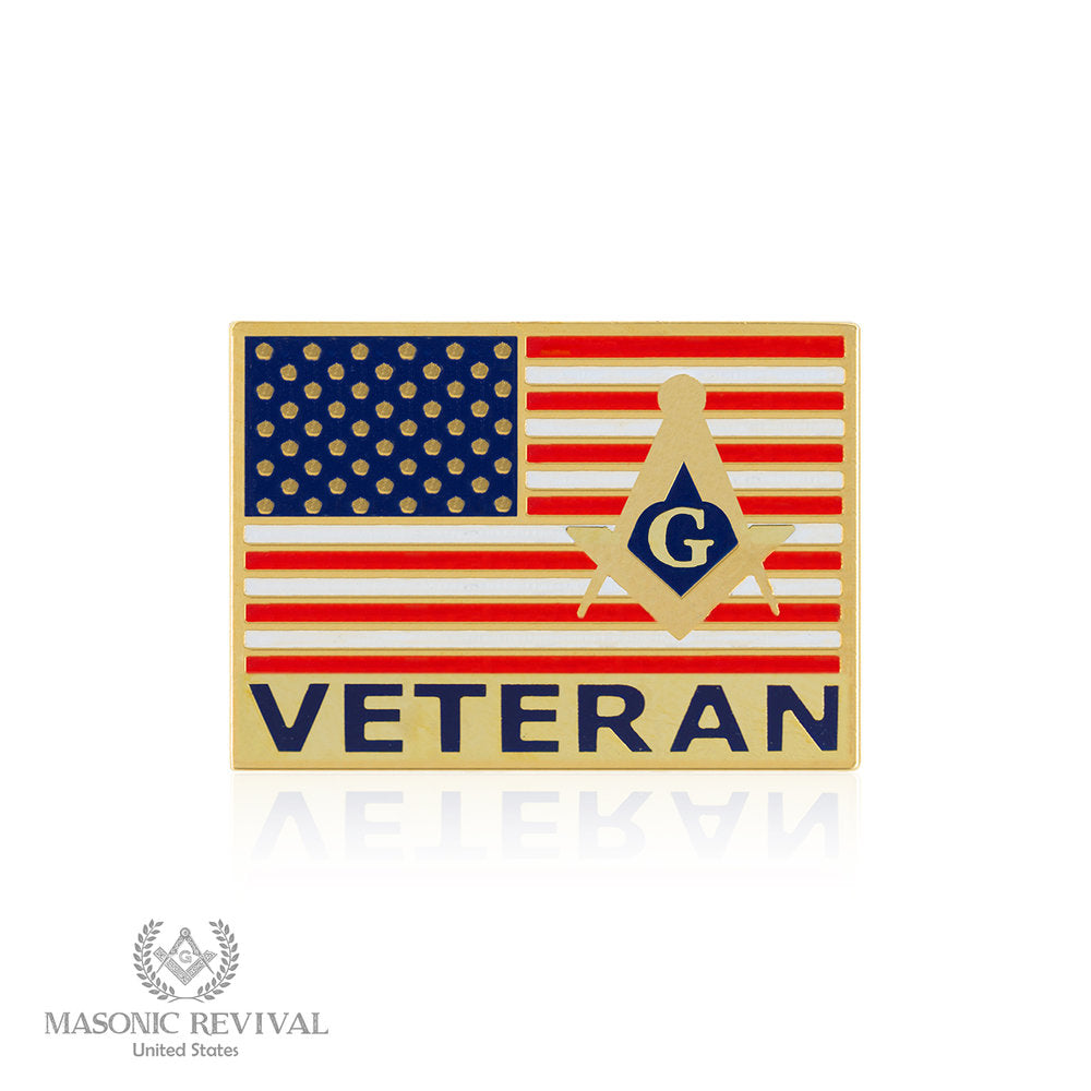 USA Flag Veteran (Gold) Lapel Pin Masonic lapel pin