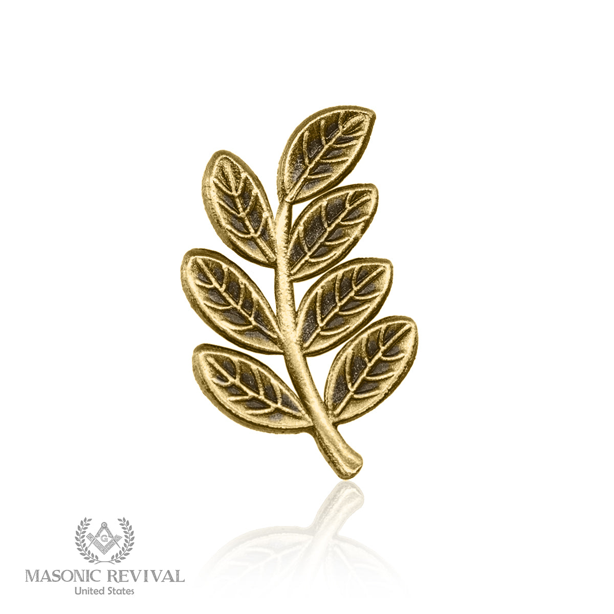 The Sprig of Acacia Lapel Pin (Antique Gold)
