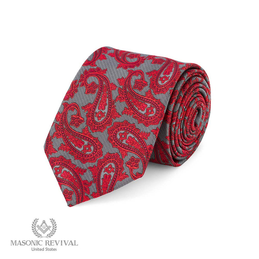 Gris Paisley Necktie — handcrafted Masonic necktie by Masonic Revival