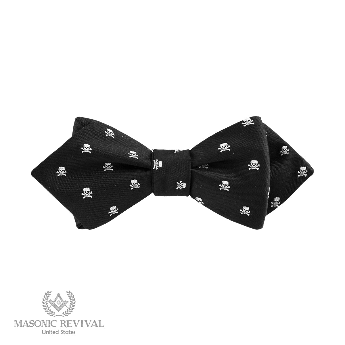 black Memento Mori Bow Tie (Diamond) Masonic bow tie front view