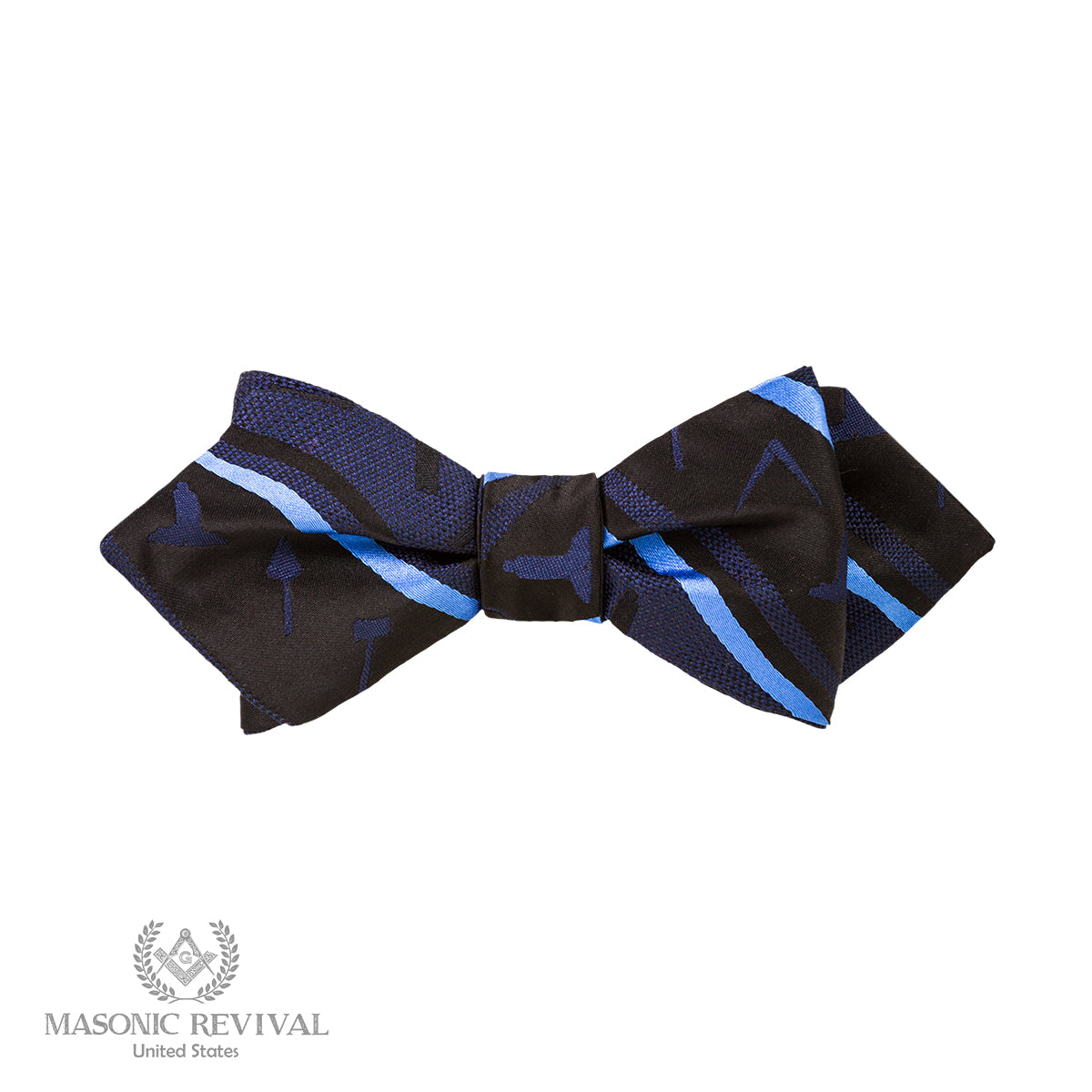 Masonic Working Tools Necktie | Discrete Freemasonry Design, Blue Black Pattern, Dry Clean - View #7