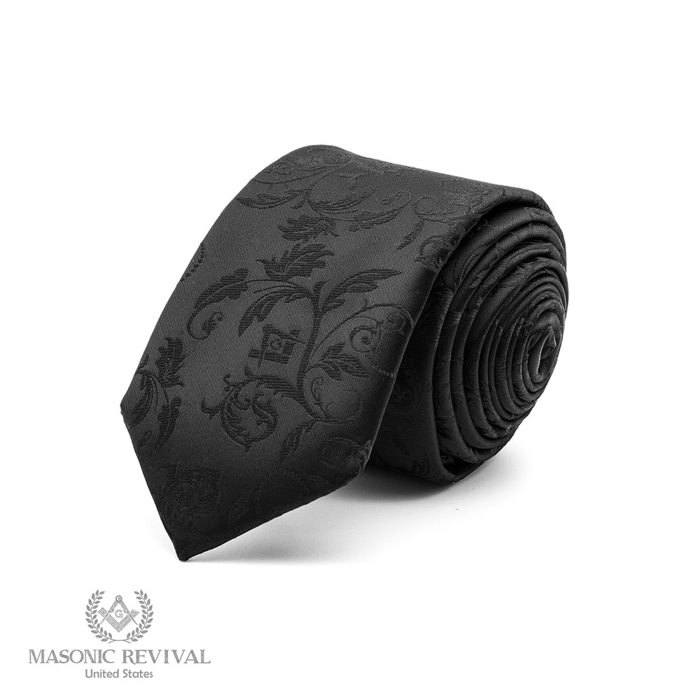 Noche Necktie — Black, Silk, Solid by Masonic Revival