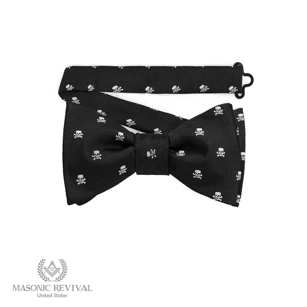 black Memento Mori Bow Tie (Pre-Tied) Masonic bow tie