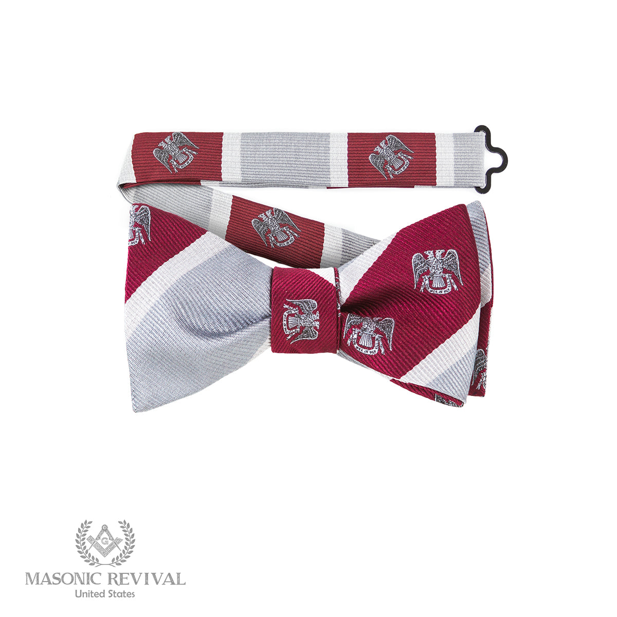 burgundy Scottish Rite Bow Tie (Pre-Tied)