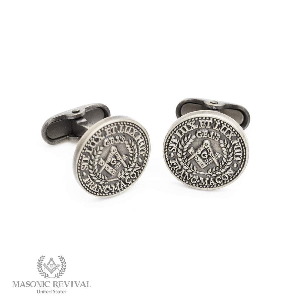 Sit Lux Cufflinks (Antique Silver) Masonic cufflinks