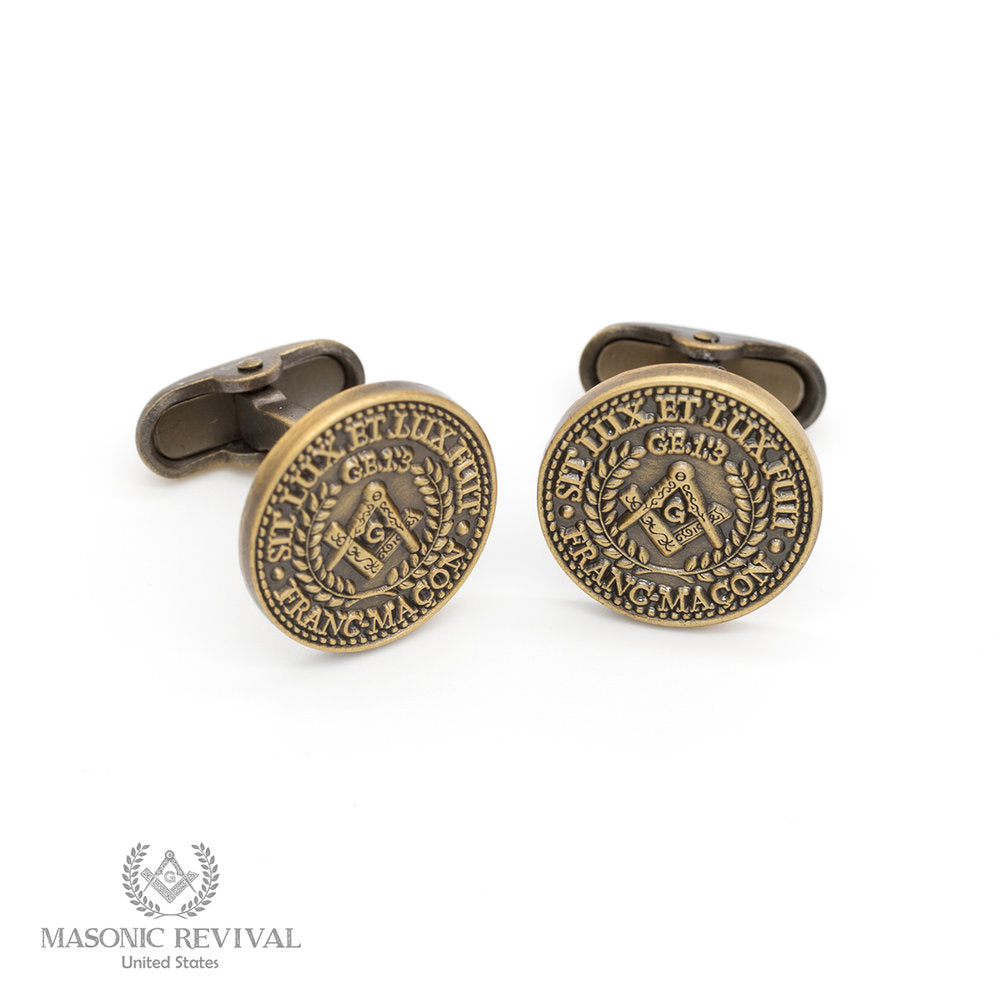 Sit Lux Cufflinks (Antique Gold) Masonic cufflinks
