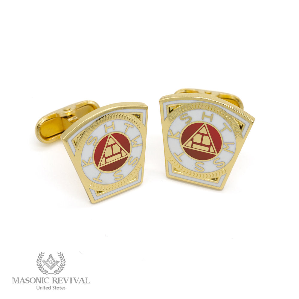 York Rite The Head of the Corner™ Cufflinks (Gold) Masonic cufflinks