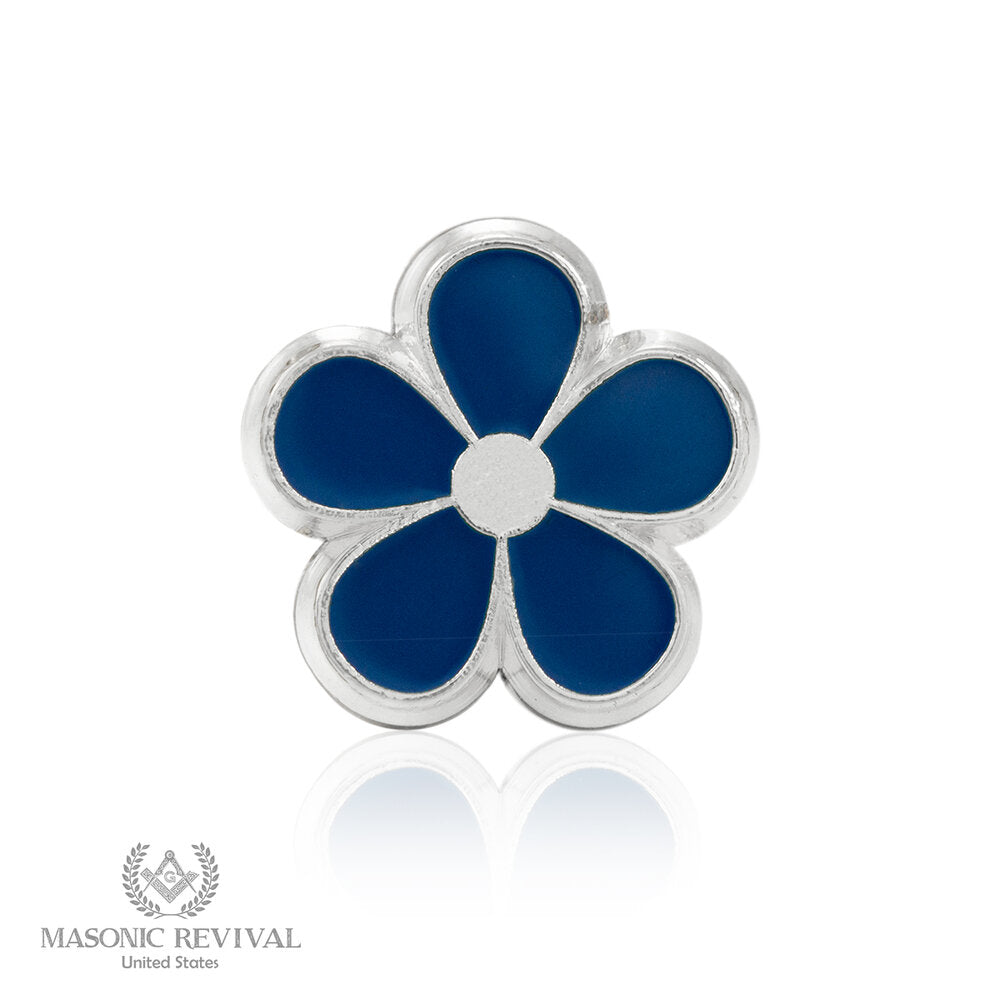 Forget Me Not Lapel Pin (Silver) Masonic lapel pin