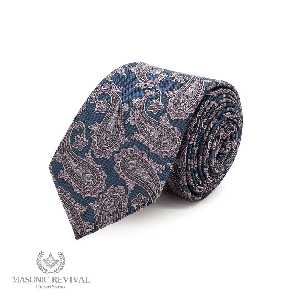 Azul Paisley Necktie — handcrafted Masonic necktie by Masonic Revival
