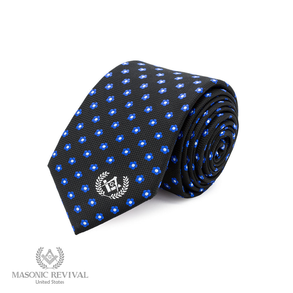 Forget Me Not Necktie (Black) — Black by Masonic Revival
