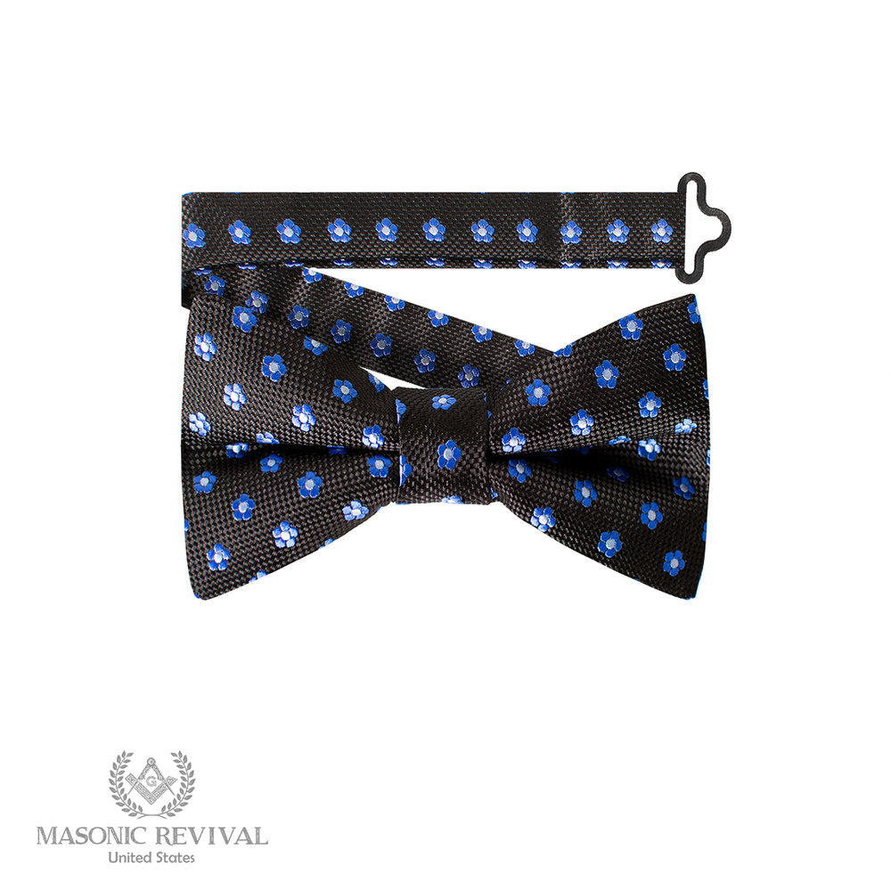 Forget Me Not Black Bow Tie (Pre-Tied)
