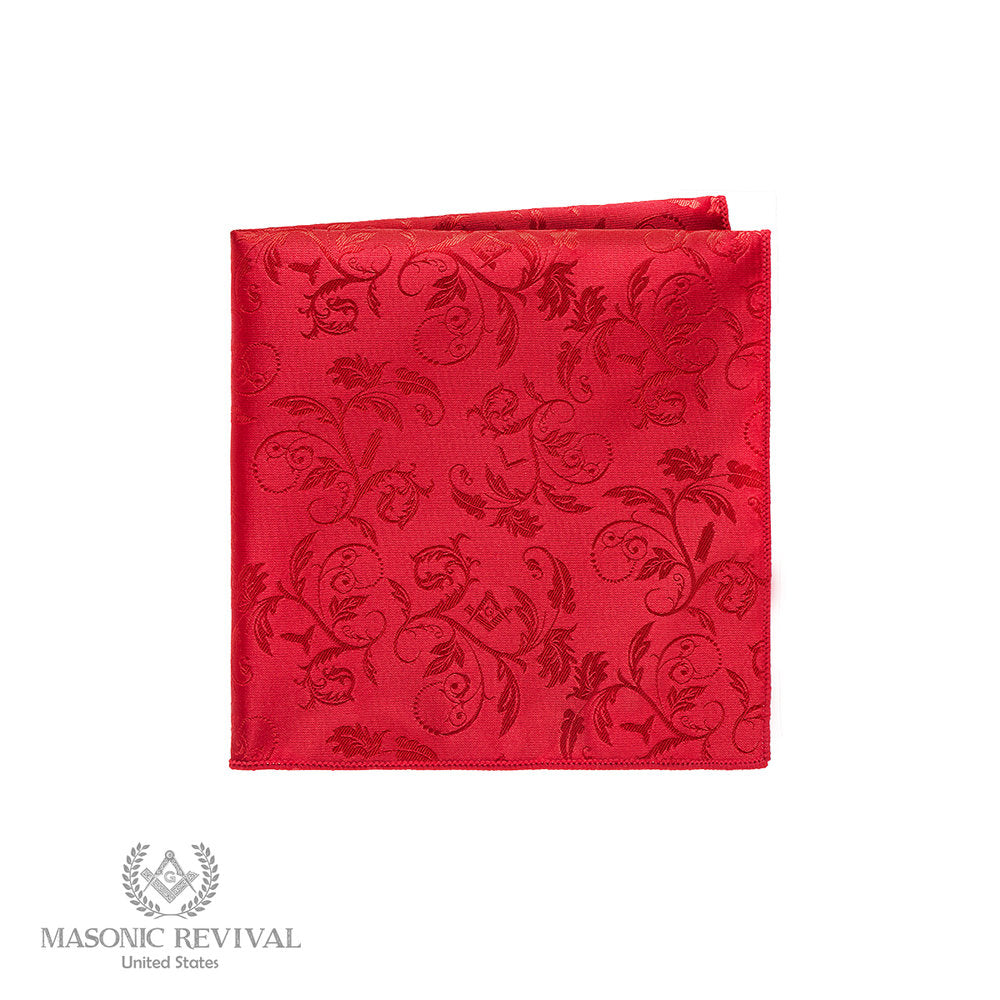 White Royal Arch pocket square with subtle floral Masonic pattern