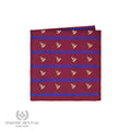 Red blue and gold Past Master pocket square with Masonic emblems