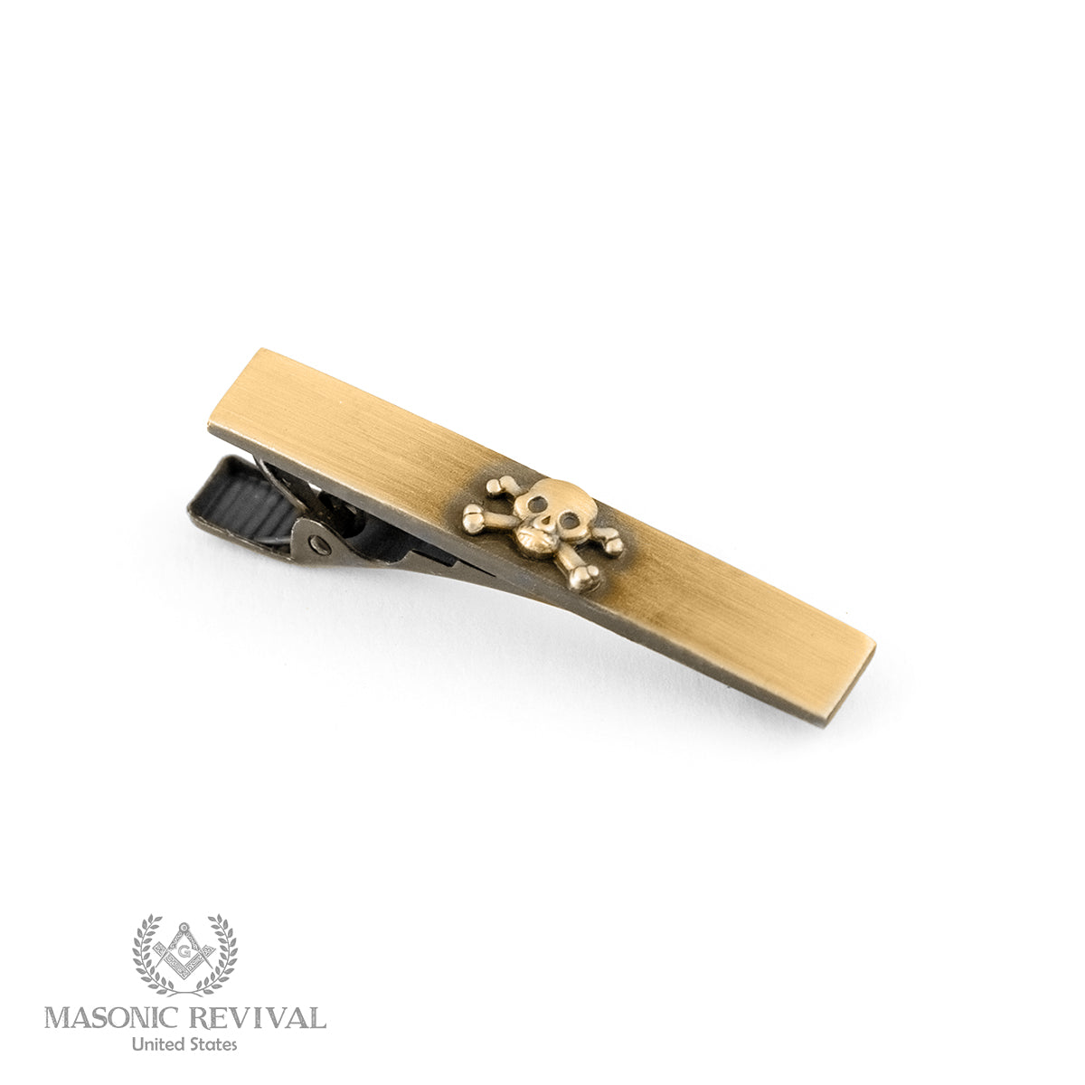 Memento Mori Tie Bar Antique Gold Masonic tie bar