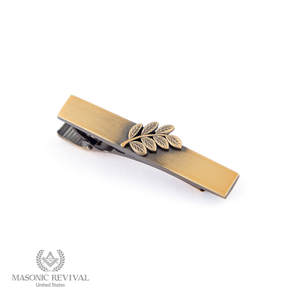 Sprig of Acacia Tie Bar Antique Gold Masonic tie bar