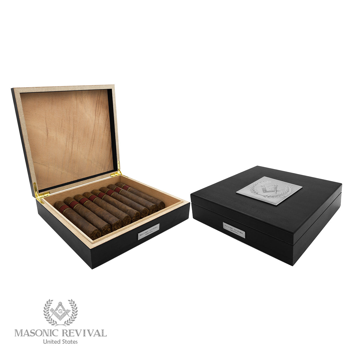 20 Cigar (Black) Masonic humidor