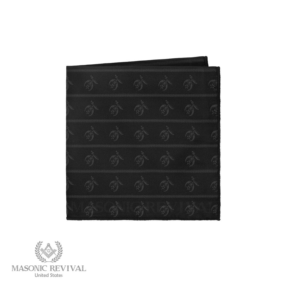 Black Shriner pocket square for formal Masonic wear