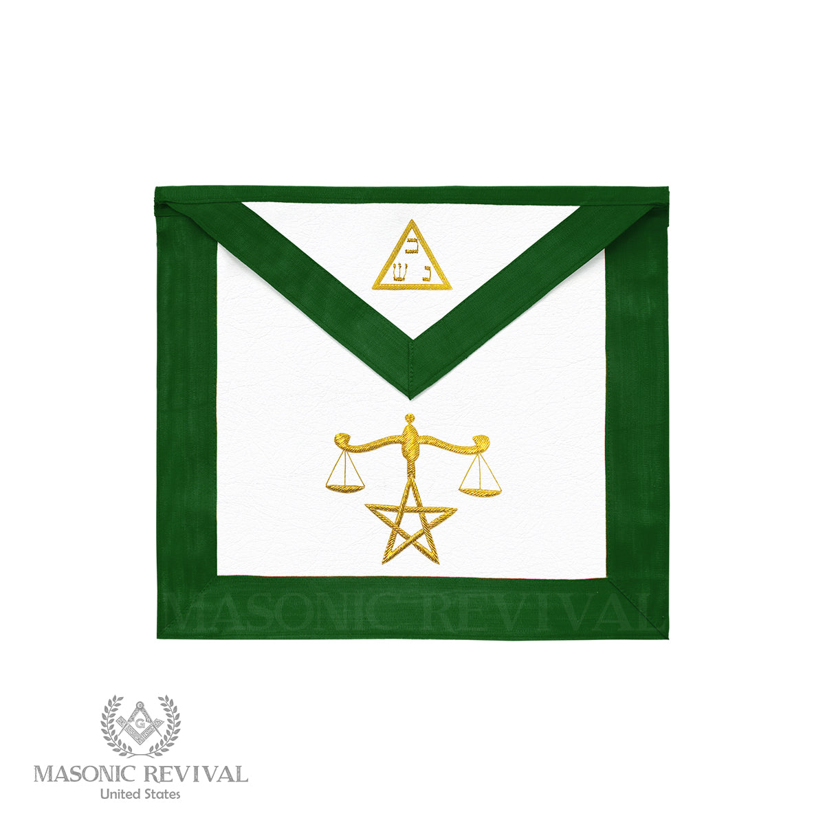 Scottish Rite Master Mason Handmade Embroidery Apron - Green outlet