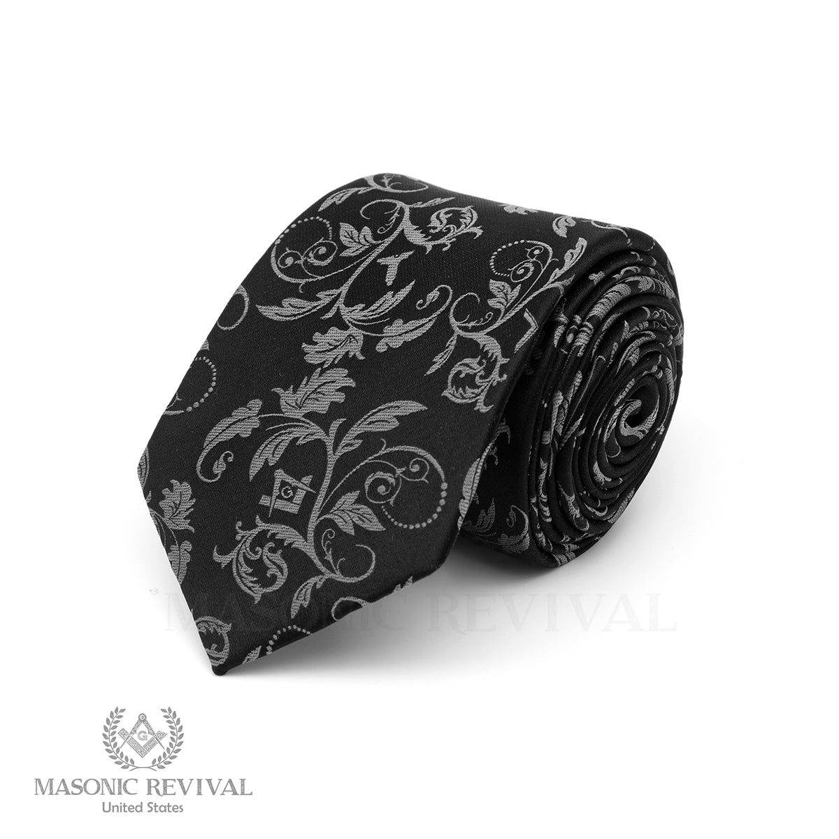 Noche Silver Necktie — Silver, Silk by Masonic Revival